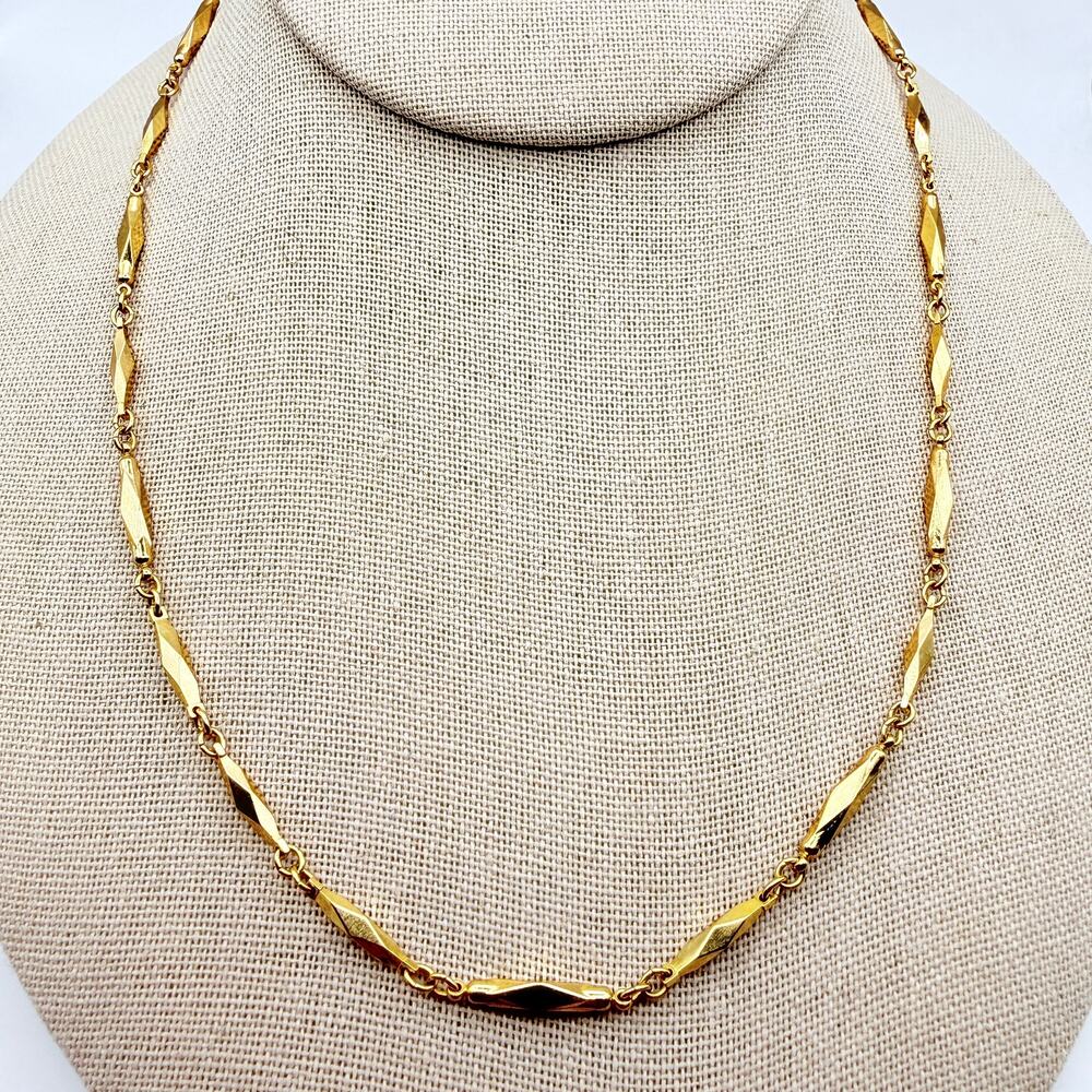 Nikken Therapy Magnetic Necklace Diamond Cut Gold Tone Chain 18"-20"